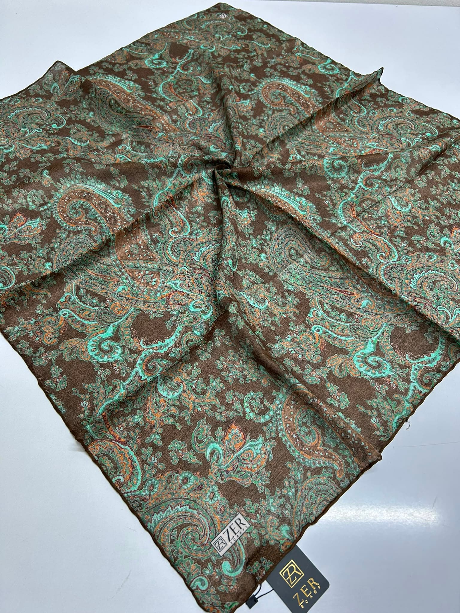 Zer Scarfs Paisera Desen Eşarp - Kahve 1