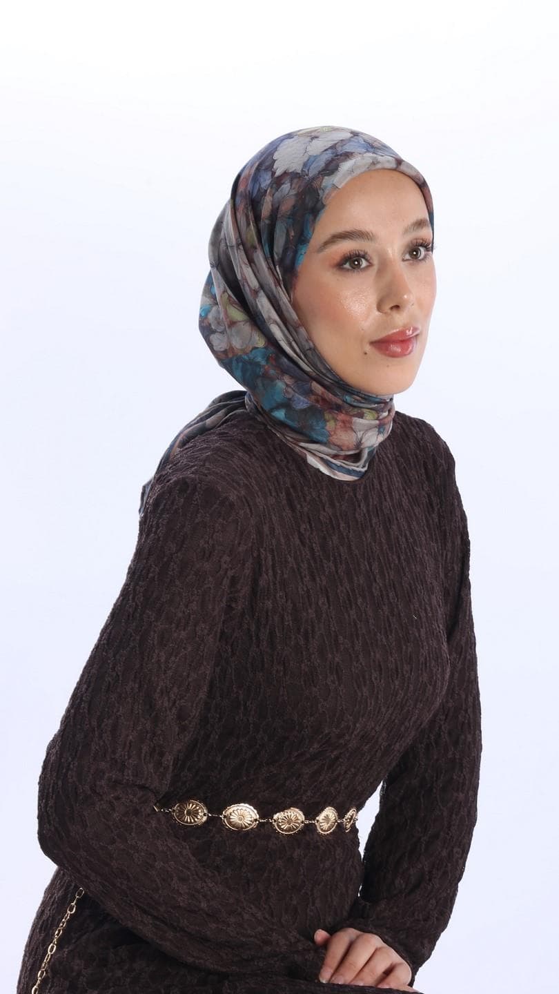 Glamouria Fiora Desen Eşarp - Lacivert