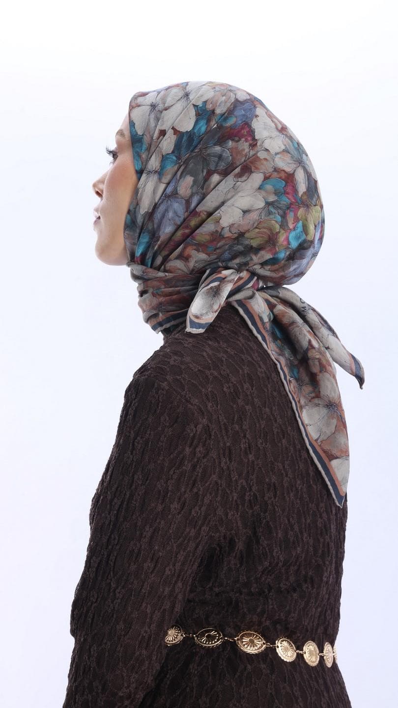 Glamouria Fiora Desen Eşarp - Lacivert 4