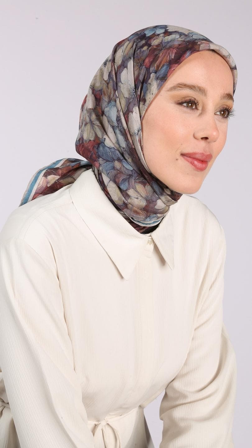 Glamouria Fiora Desen Eşarp - Turkuaz