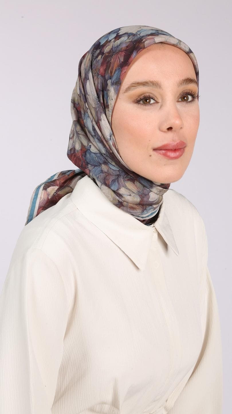 Glamouria Fiora Desen Eşarp - Turkuaz 3