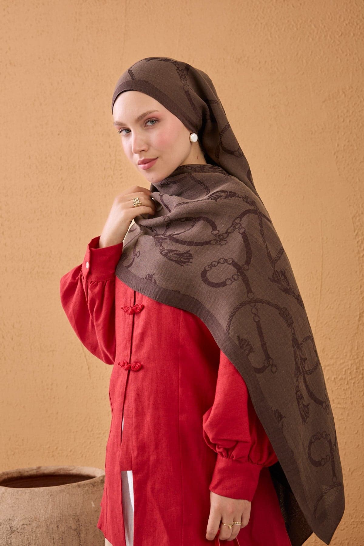 Silk Home Naia Pamuk Şal Halat - Kahverengi 4