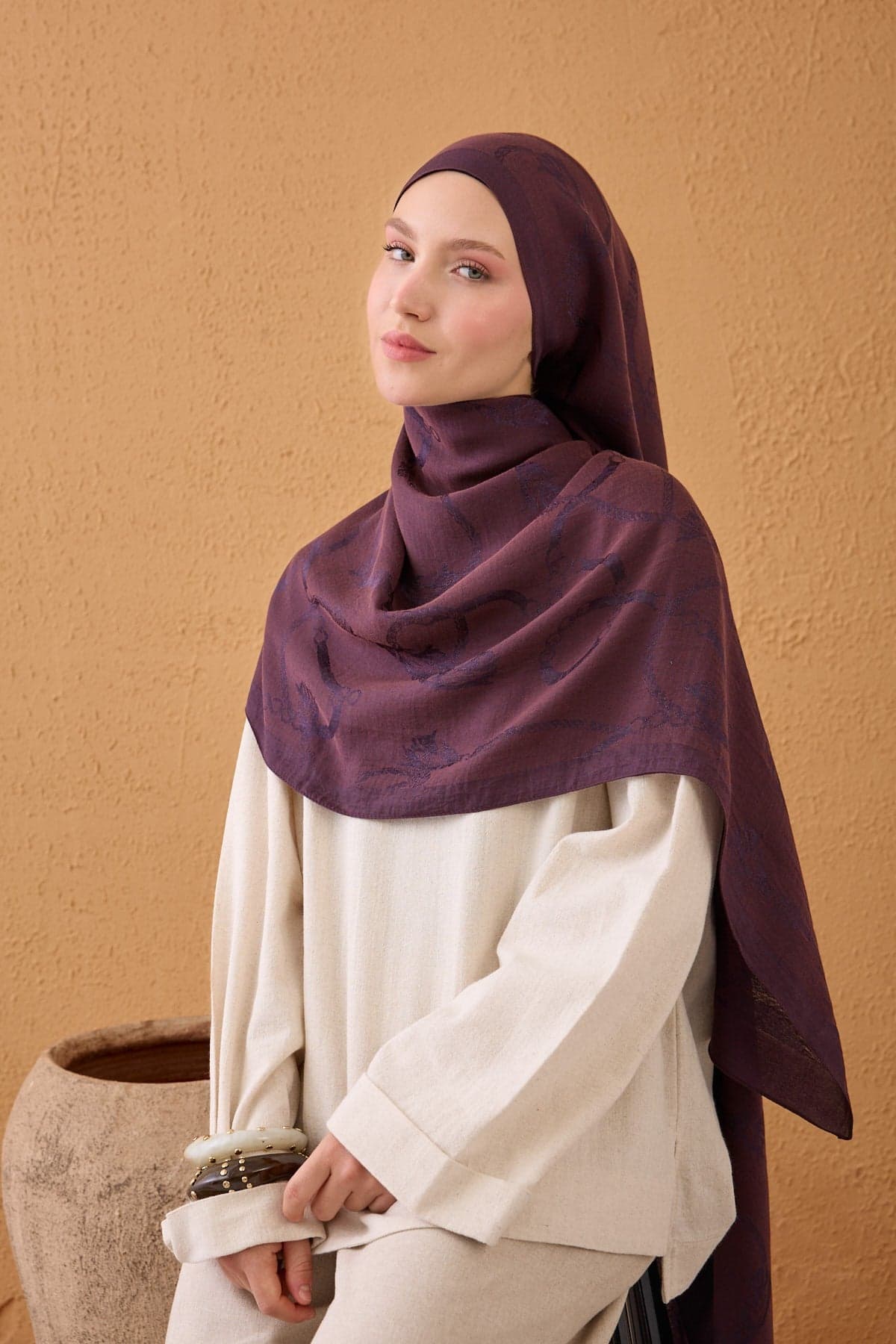 Silk Home Naia Pamuk Şal Halat - Mürdüm