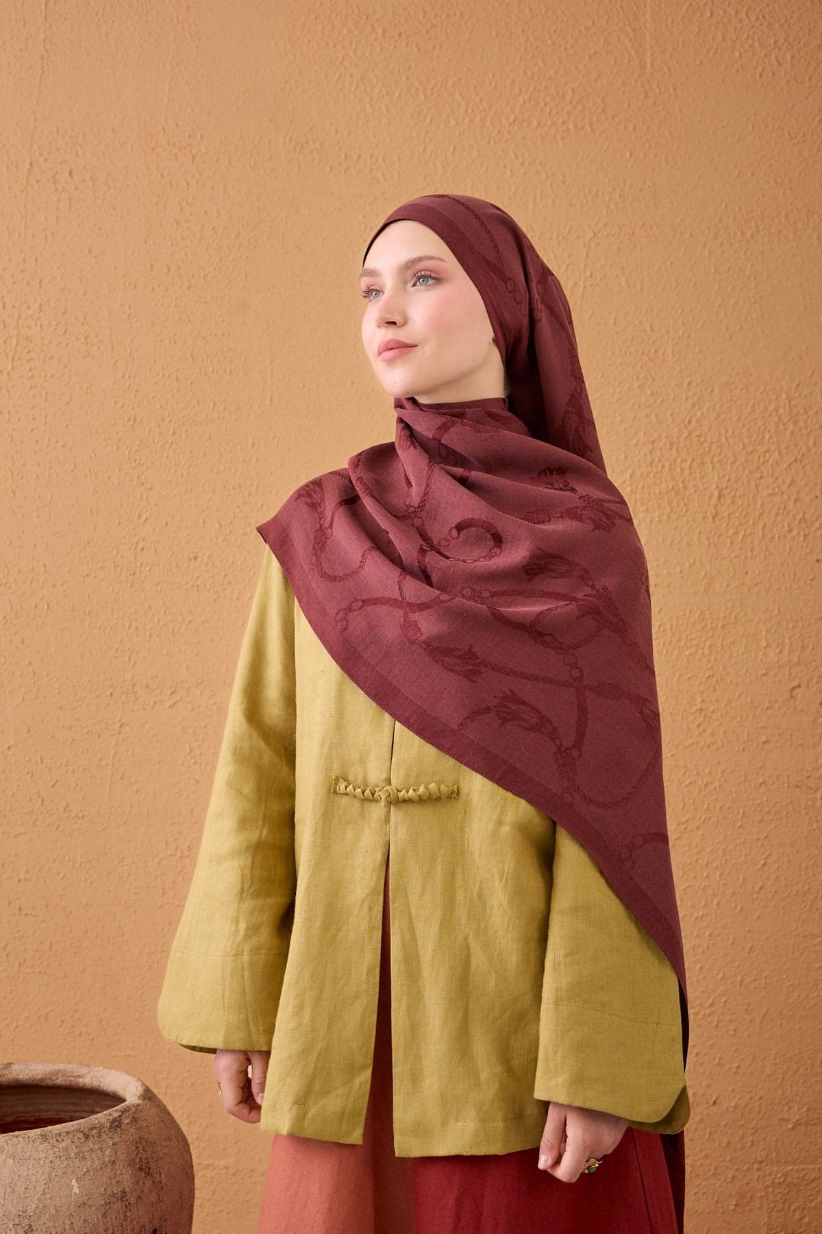 Silk Home Naia Pamuk Şal Halat - Bordo