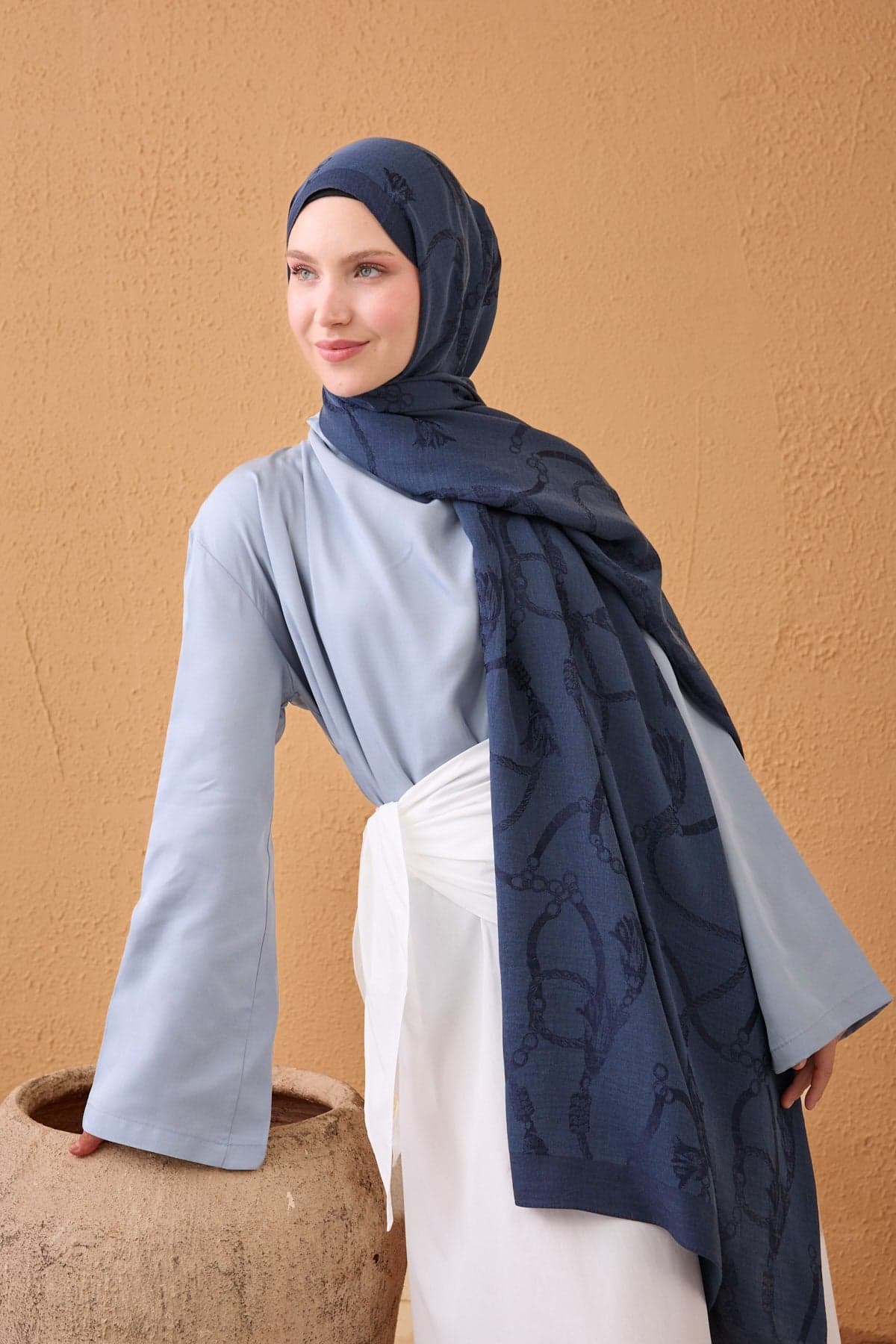 Silk Home Naia Pamuk Şal Halat - Lacivert