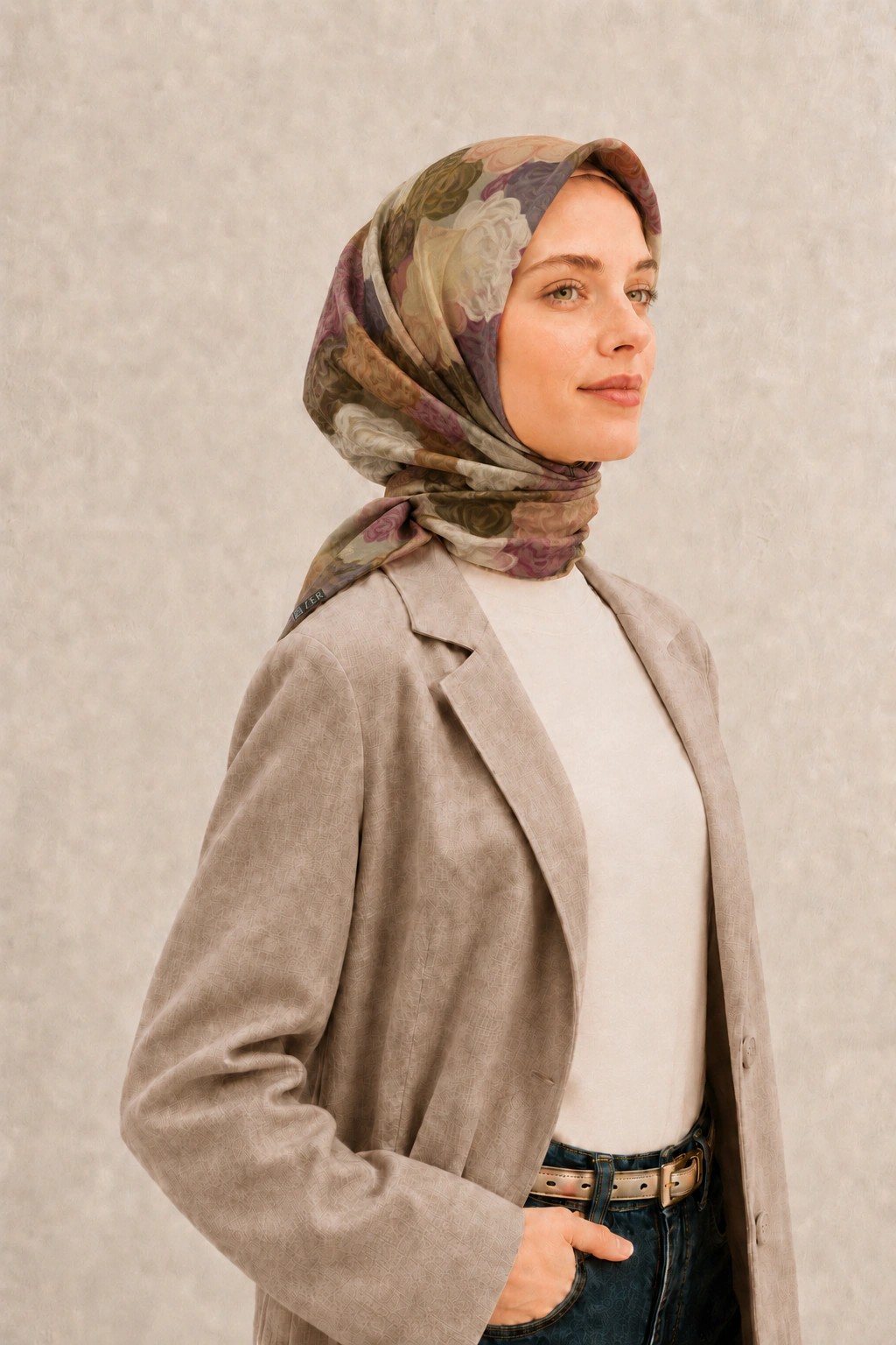 Zer Soft Pamuk Eşarp - Vizon 2