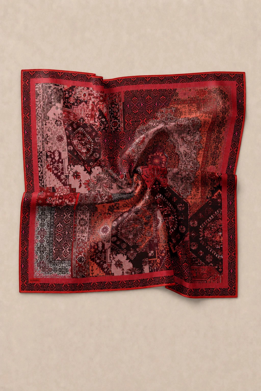 Monare Silkhome Eşarp - Etnik Patchwork - Kırmızı 3