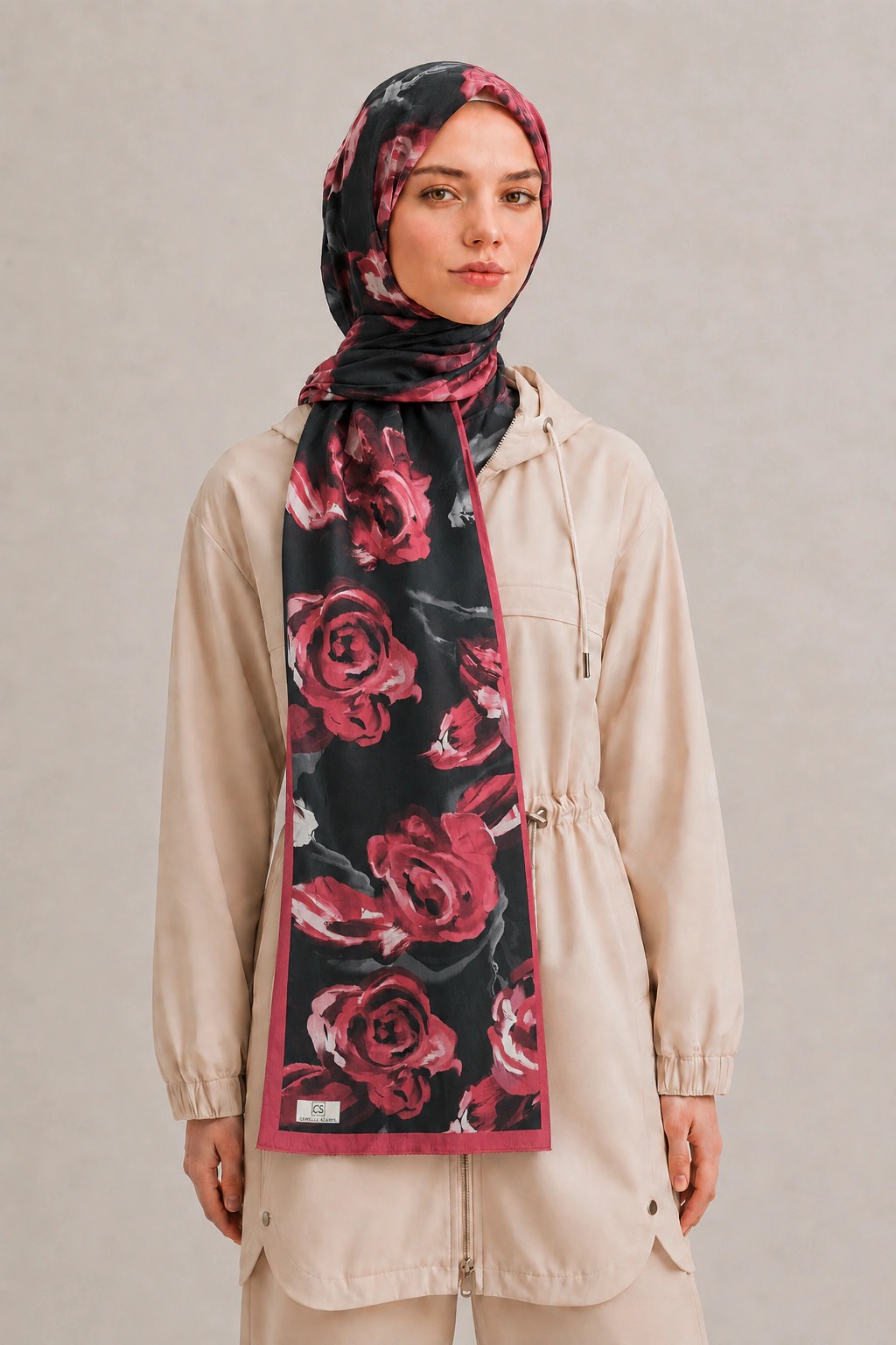 Camellia Scarfs Bambu Crash Şal - Kırmızı 1