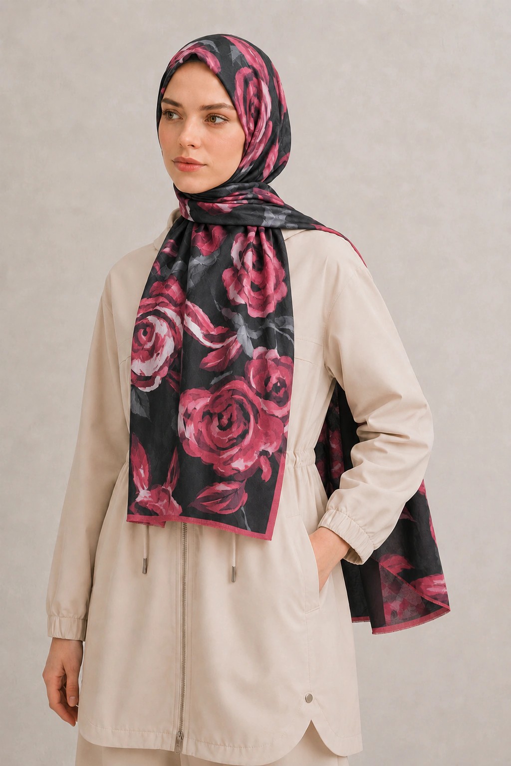 Camellia Scarfs Bambu Crash Şal - Kırmızı 2