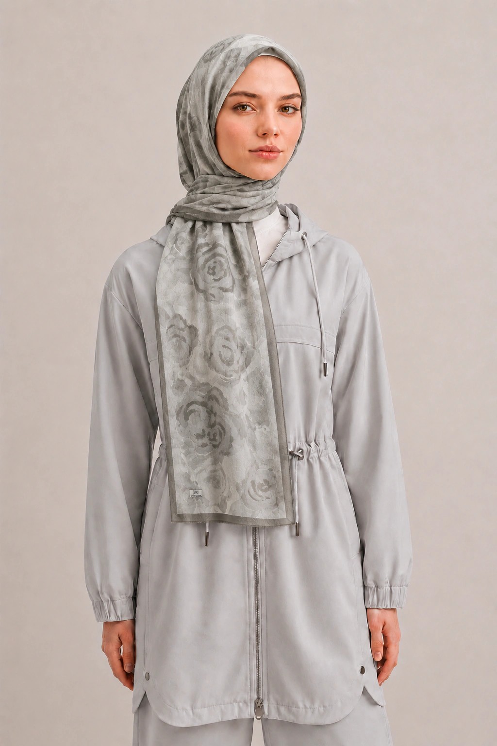 Camellia Scarfs Bambu Crash Şal - Gri 1