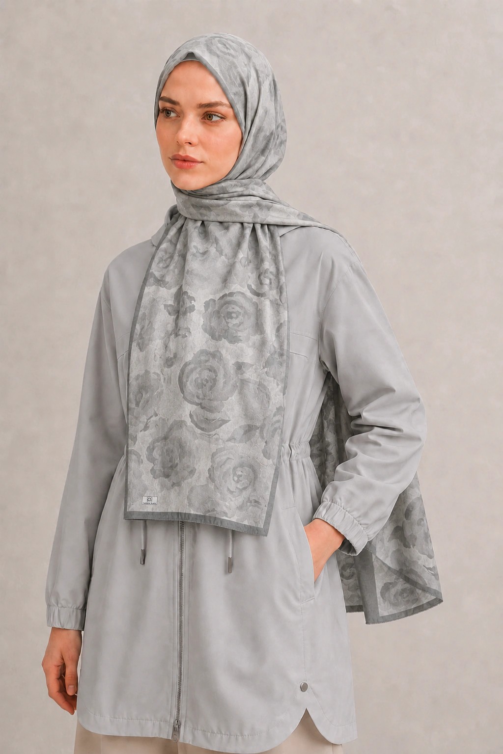 Camellia Scarfs Bambu Crash Şal - Gri 2