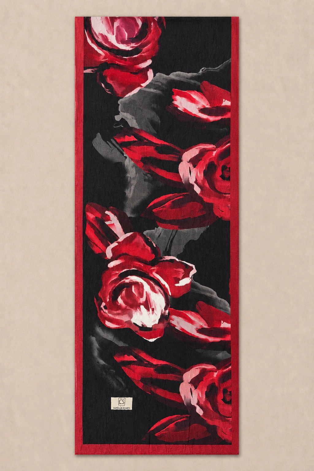 Camellia Scarfs Bambu Crash Şal - Kırmızı 3