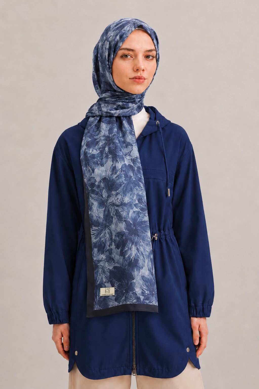 Camellia Scarf Rami Kumaş Şal - Bordo 1