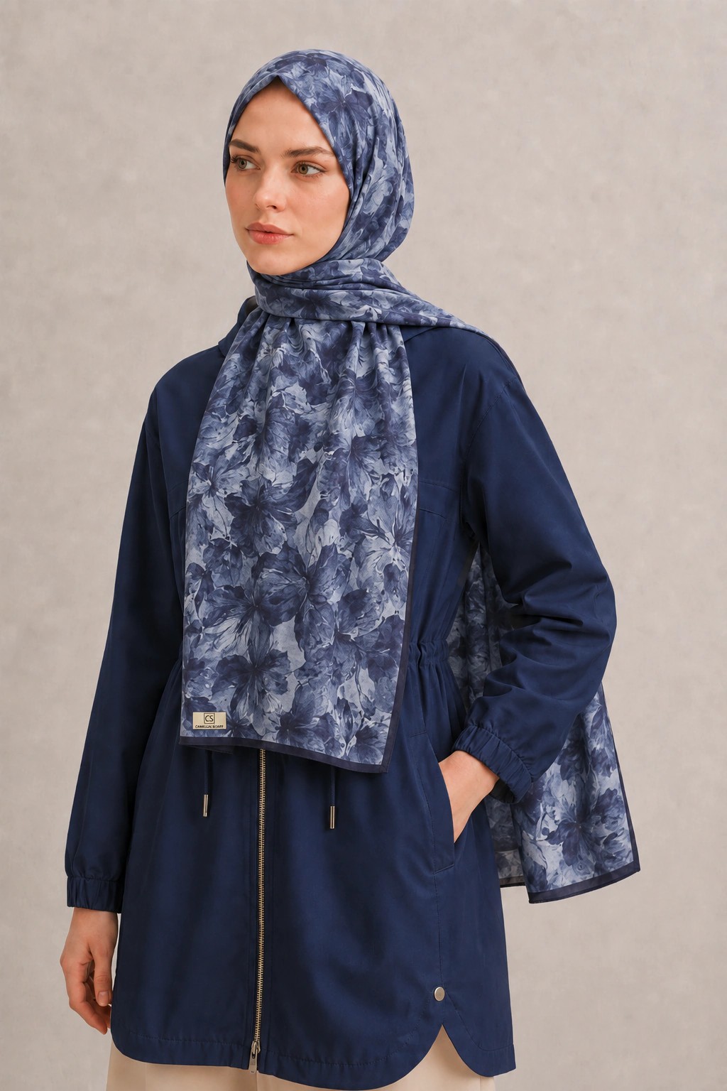 Camellia Scarf Rami Kumaş Şal - Bordo 2