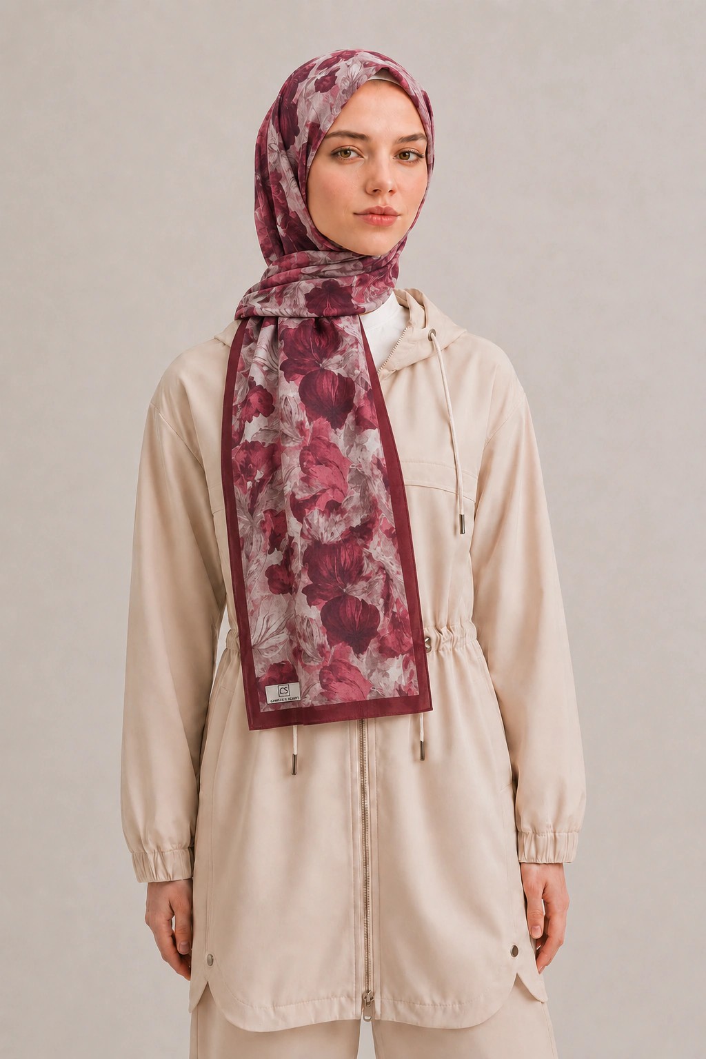 Camellia Scarf Rami Kumaş Şal - Lacivert 1