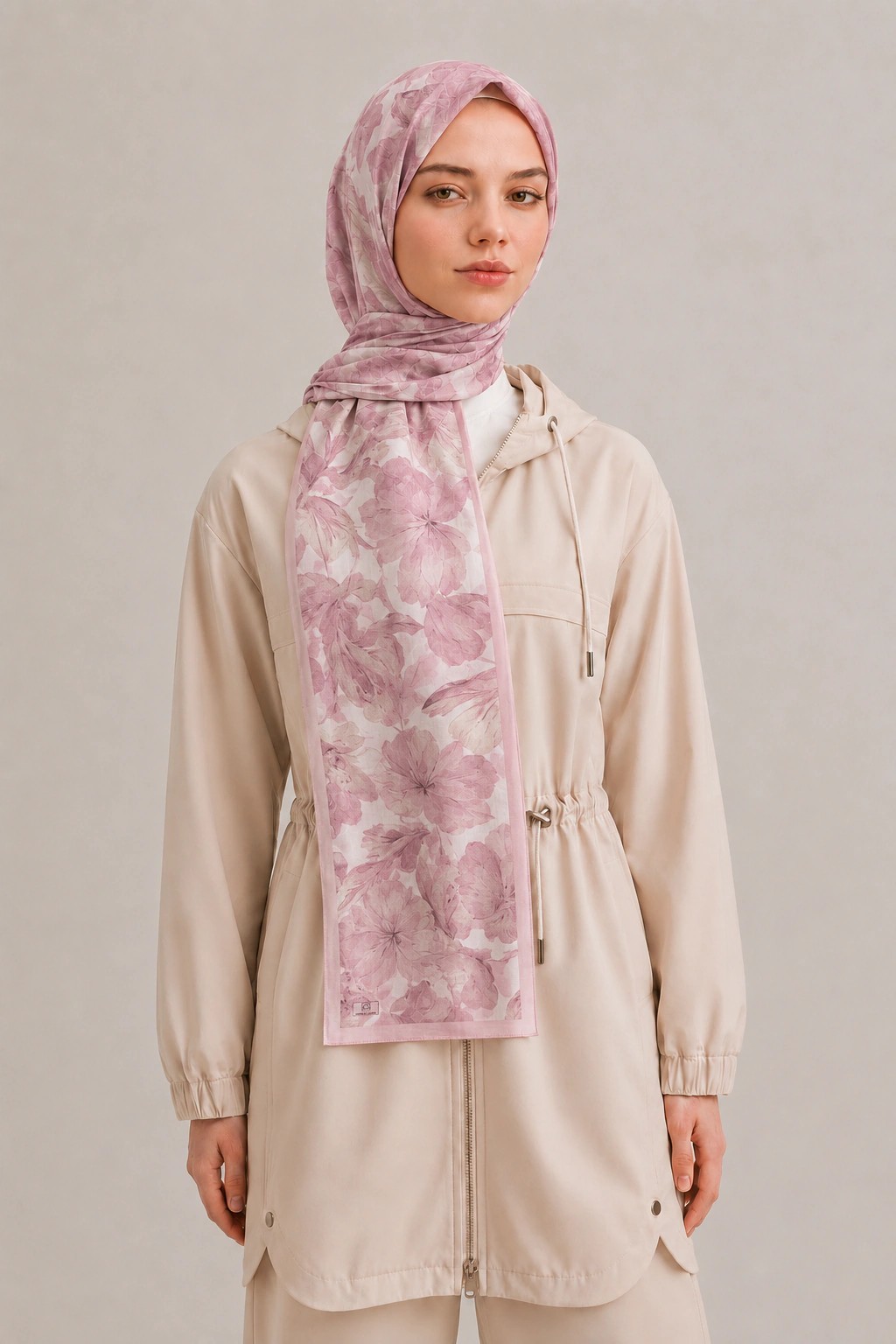 Camellia Scarf Rami Kumaş Şal - Kırmızı 1