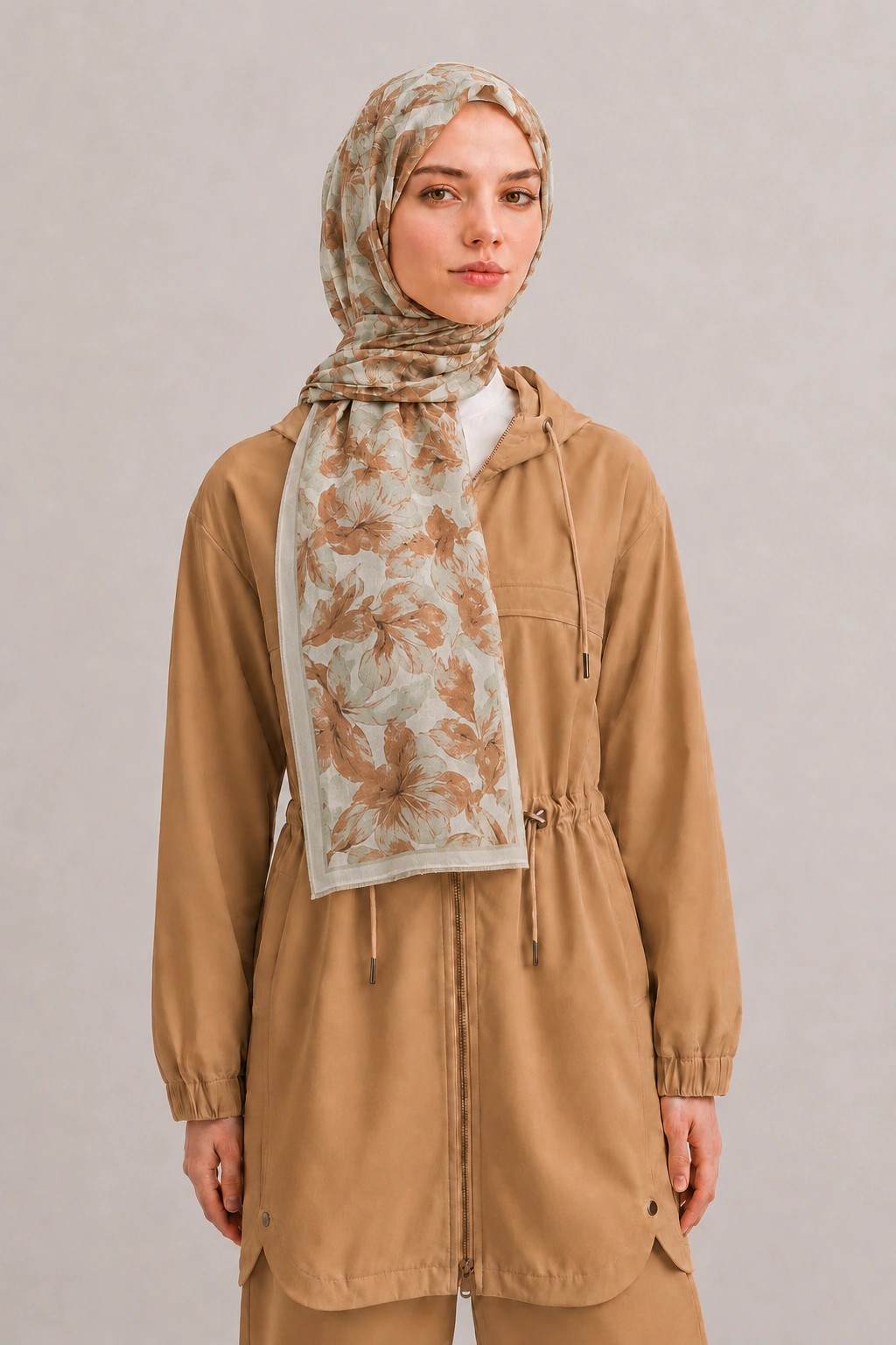 Camellia Scarf Rami Kumaş Şal - Pembe 1