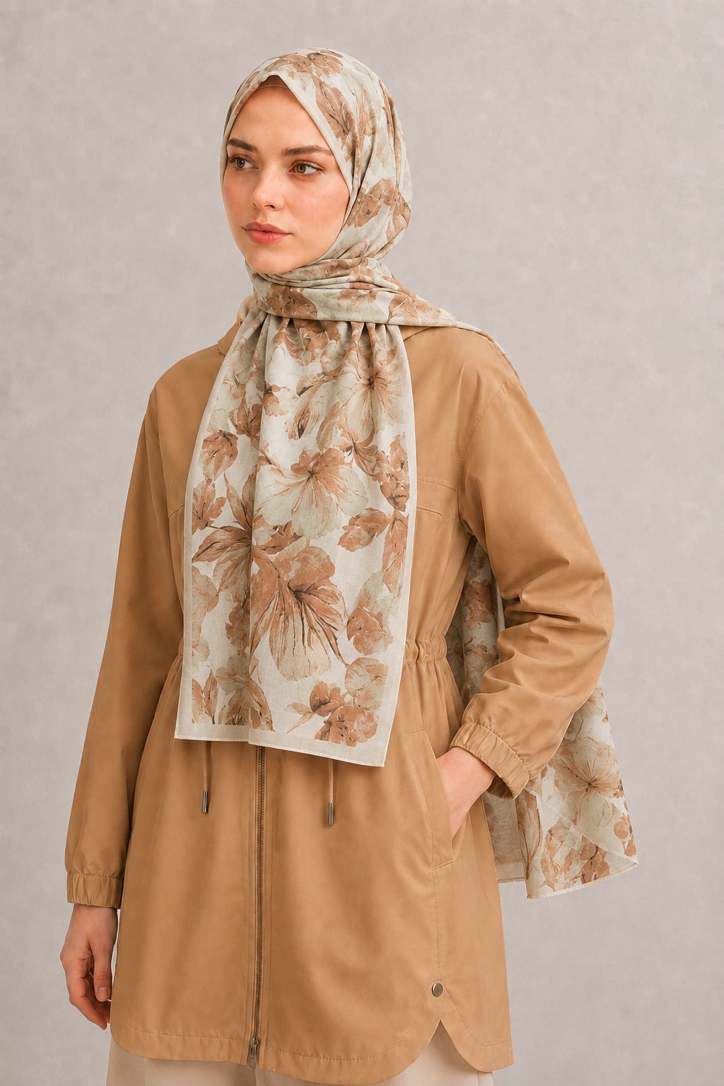 Camellia Scarf Rami Kumaş Şal - Pembe 2