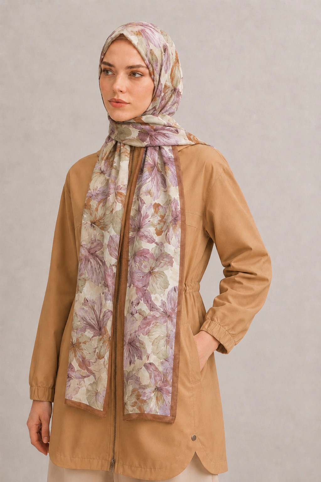 Camellia Scarf Rami Kumaş Şal - Lila 2