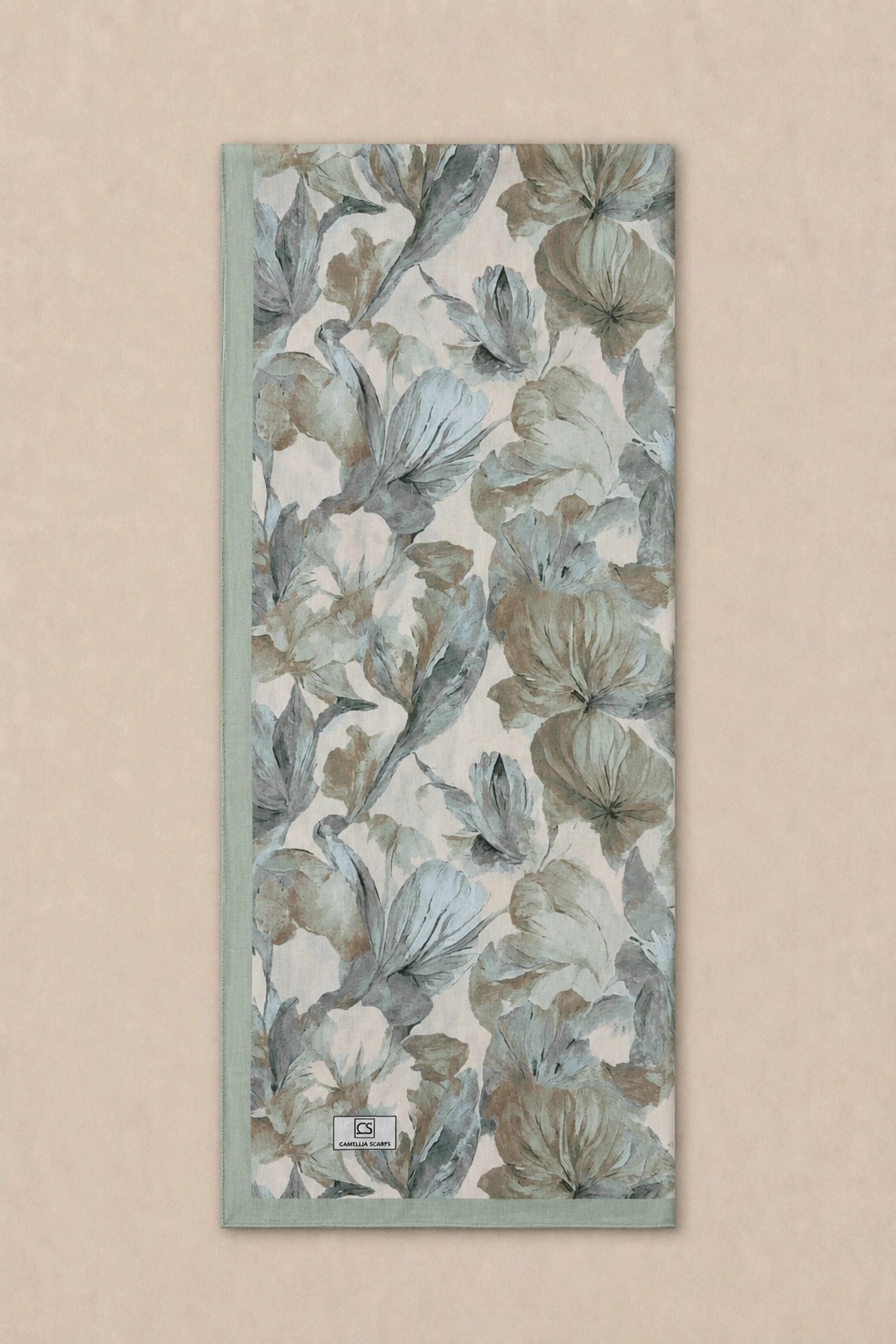 Camellia Scarf Rami Kumaş Şal - Adaçayı 3
