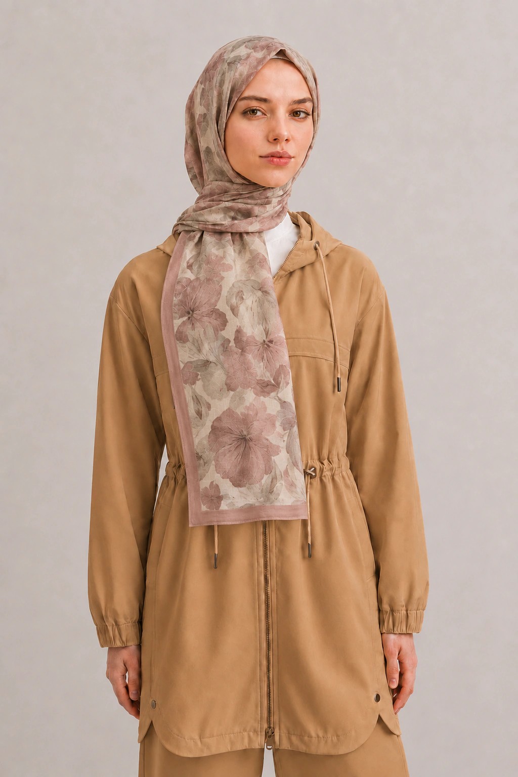 Camellia Scarf Rami Kumaş Şal - Gül Kurusu 1