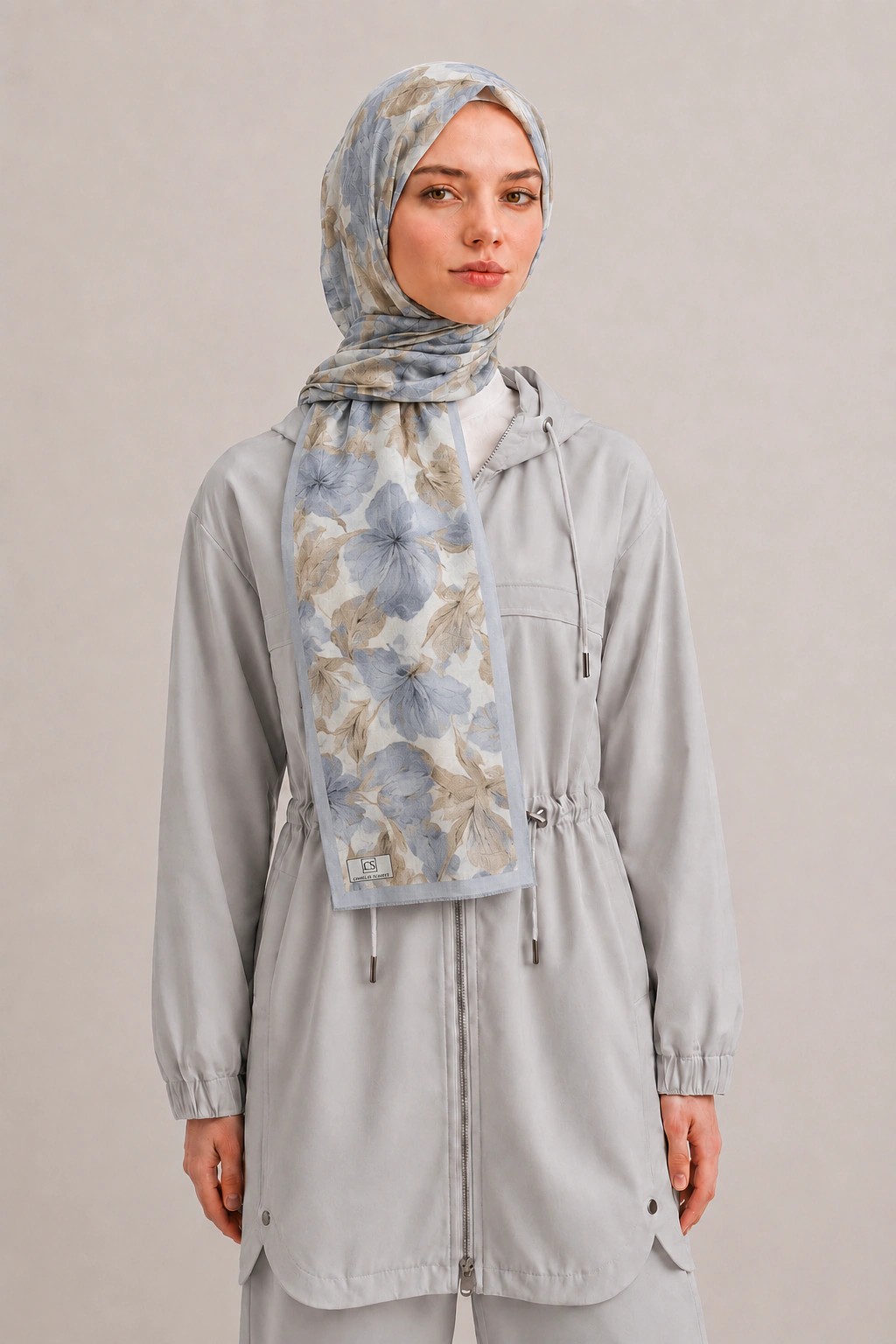 Camellia Scarf Rami Kumaş Şal - Mavi 1