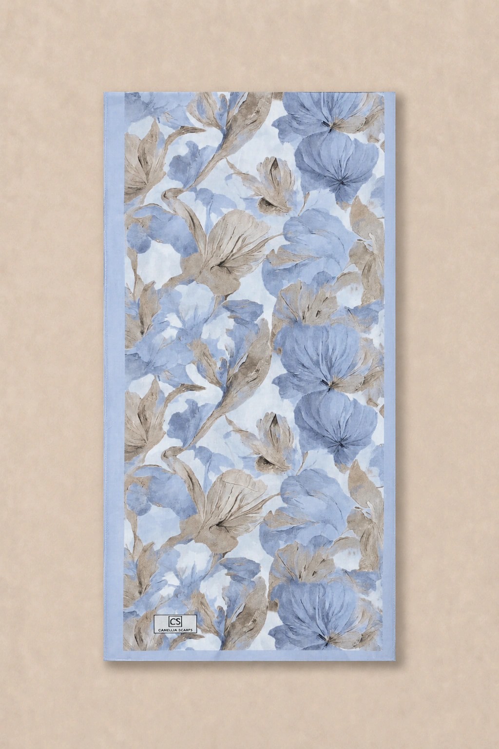 Camellia Scarf Rami Kumaş Şal - Mavi 3