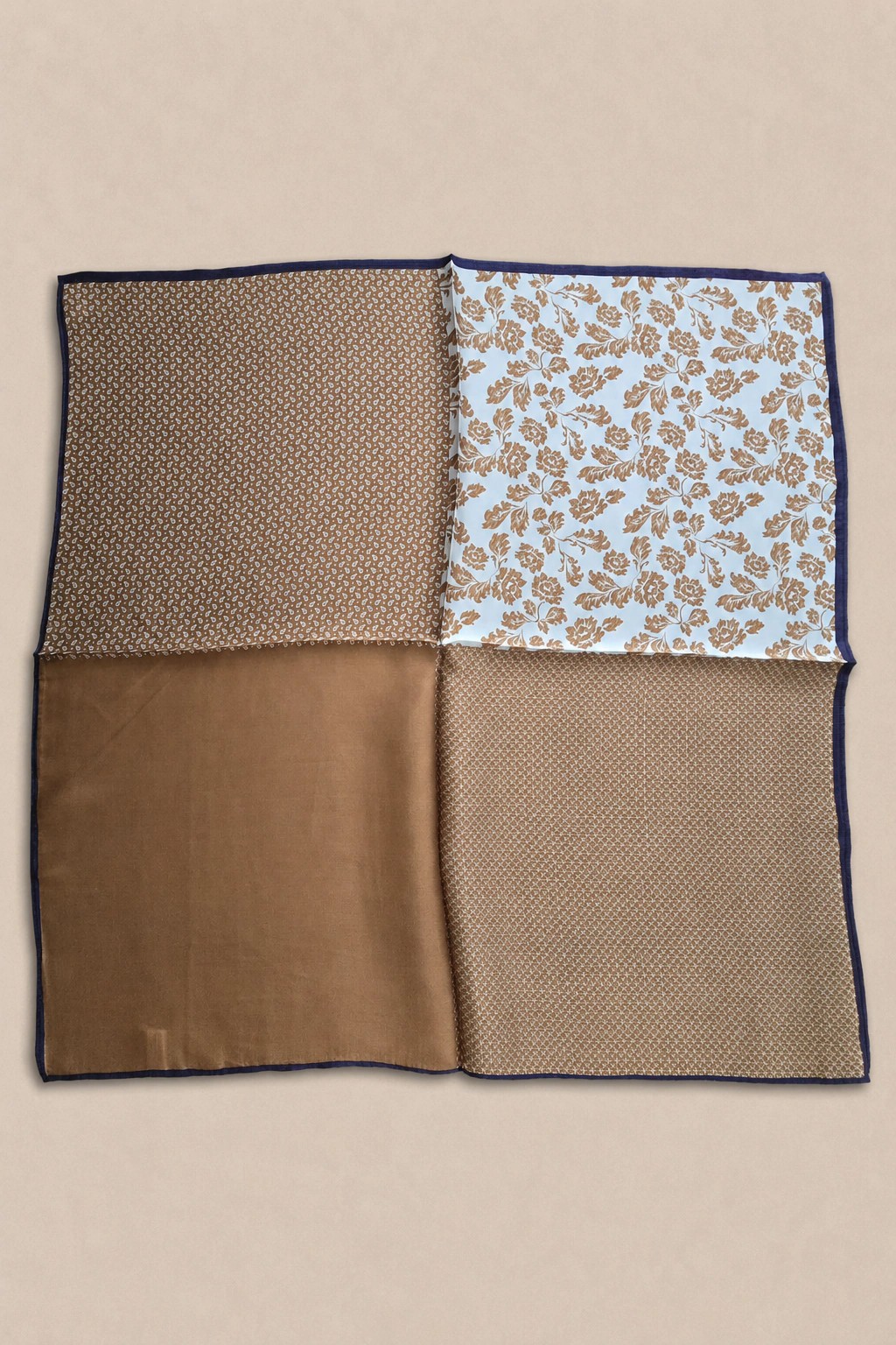 La City Lights İpek Fular - Kahve Patchwork - Kahverengi 2