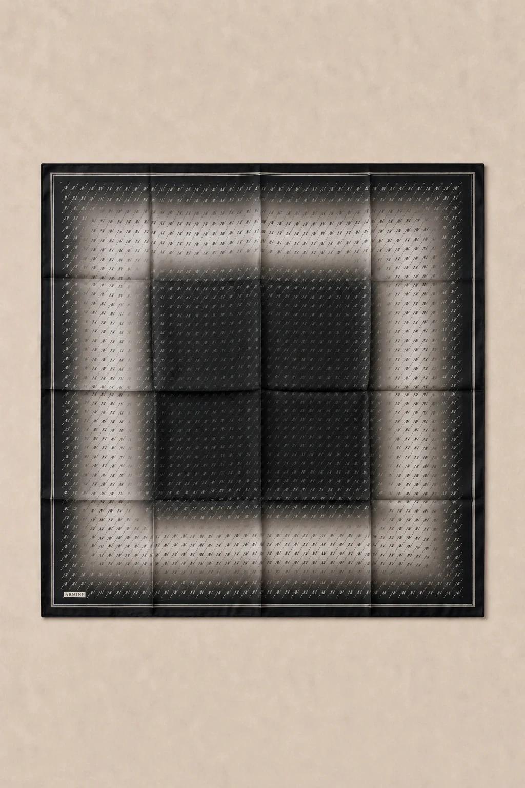 Armine Nostalji İpek Eşarp - Siyah Degrade - Siyah 3