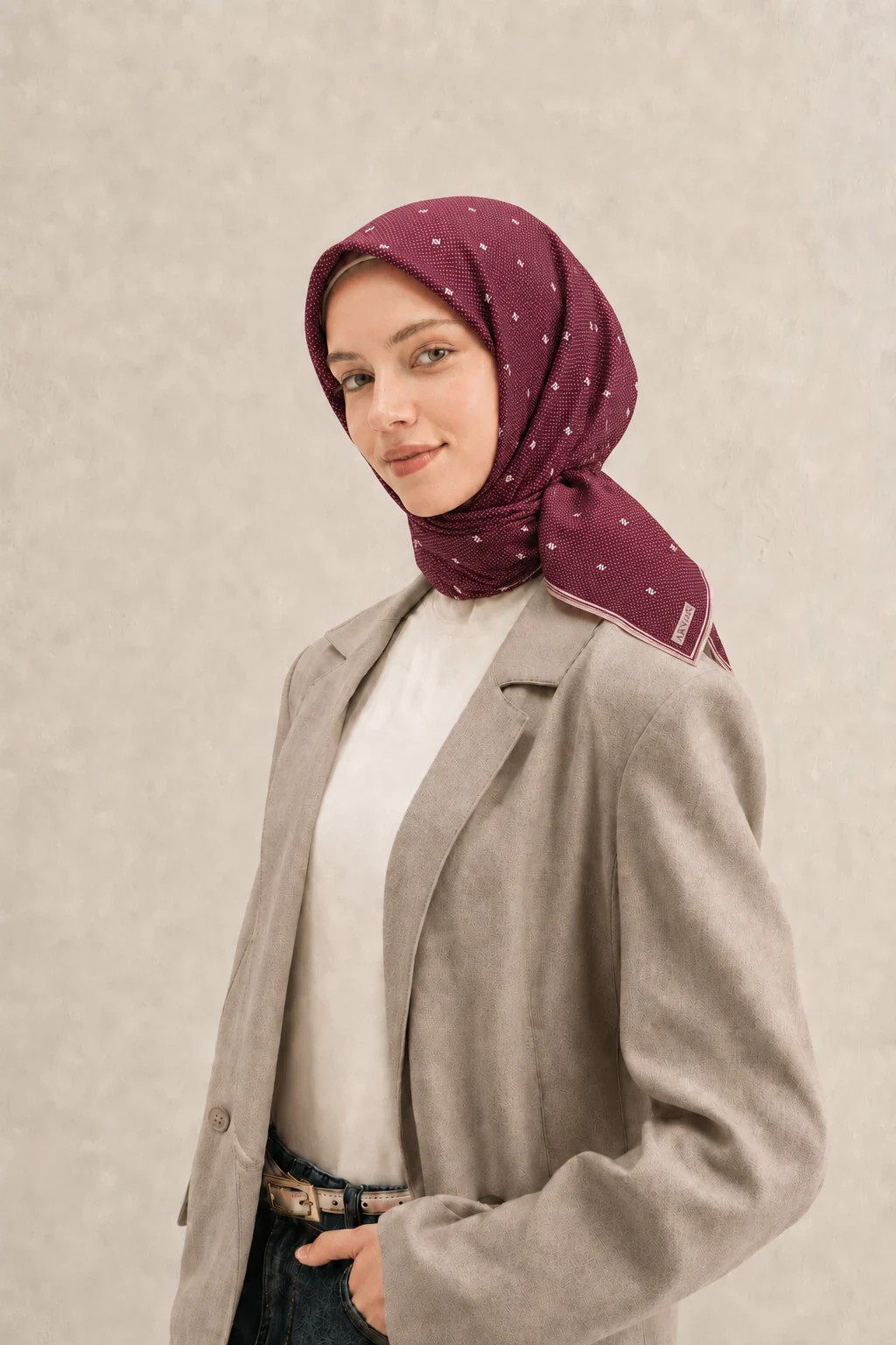 Armine Nostalji Sura İpek Eşarp 8259D - Bordo - Bordo 1