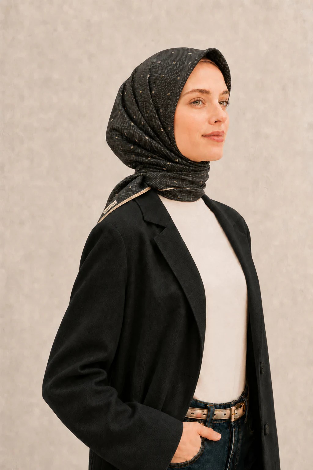 Armine Nostalji Sura İpek Eşarp 8259D - Bordo - Siyah 2