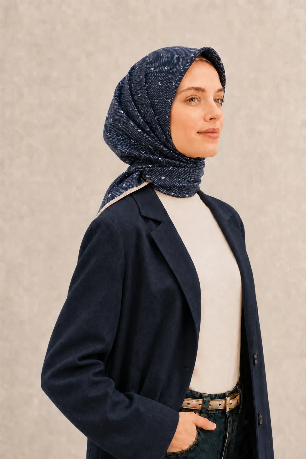 Armine Nostalji Sura İpek Eşarp 8259D - Bordo - Lacivert 2