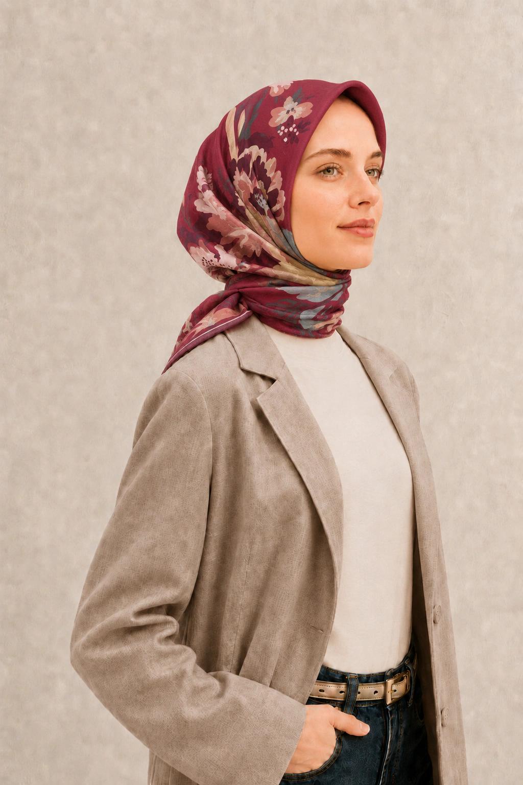 Harem Scarf Soft Pamuk Eşarp - Bordo 2