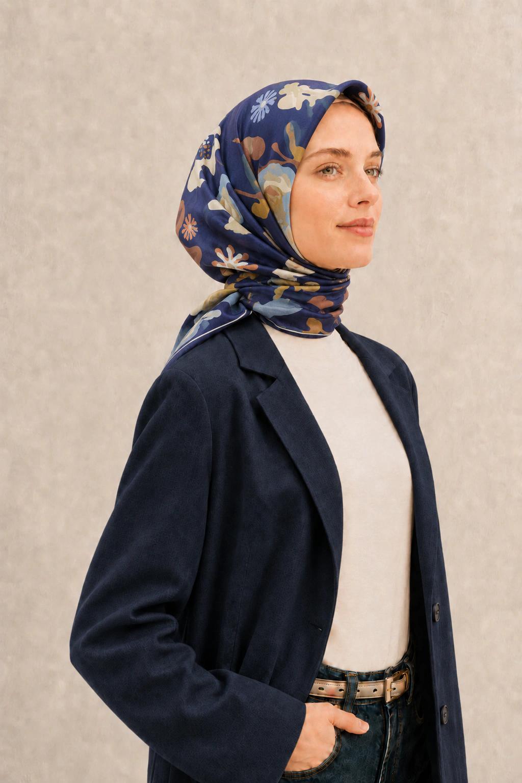 Harem Scarf Soft Pamuk Eşarp - Lacivert 2
