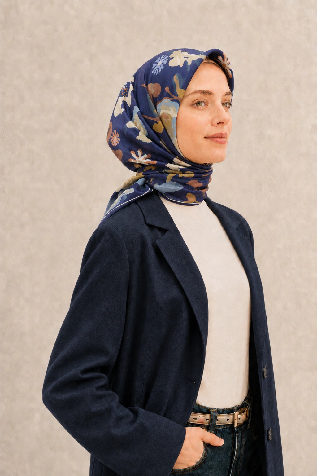Harem Scarf Soft Pamuk Eşarp - Lacivert 2