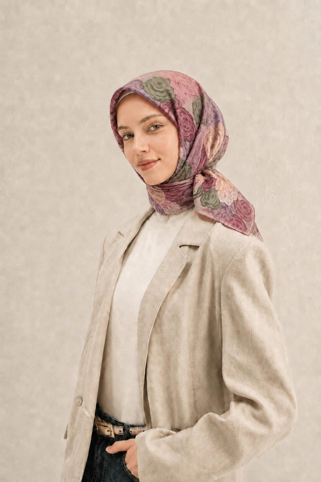 Zer Soft Pamuk Eşarp - Pudra