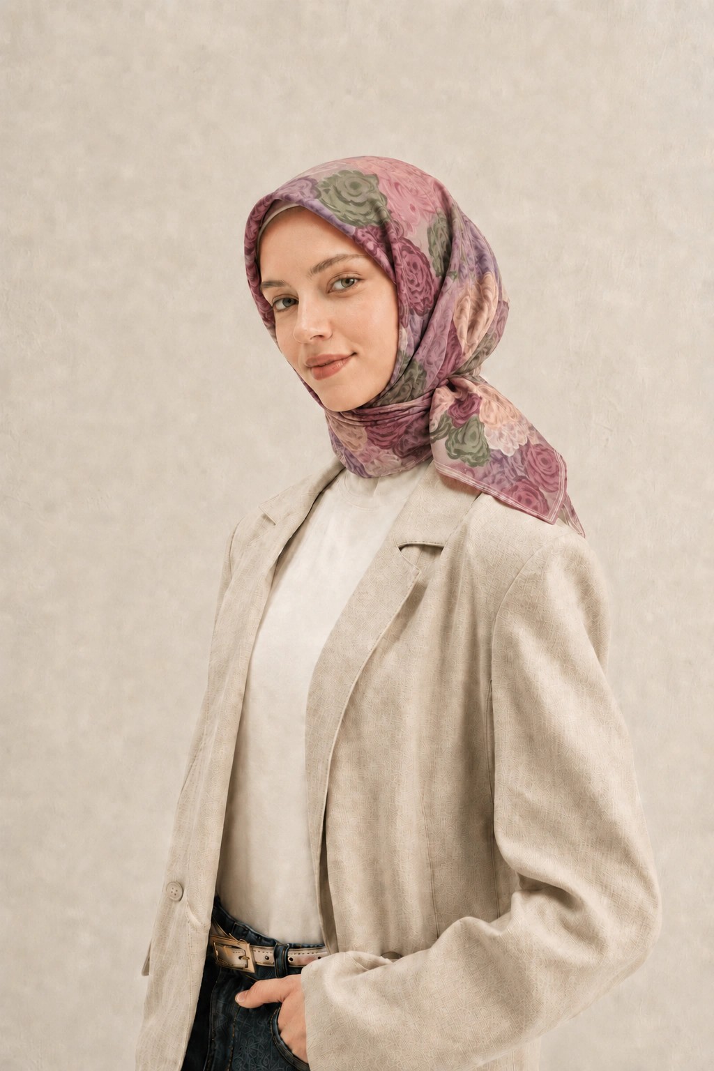 Zer Soft Pamuk Eşarp - Pudra 1