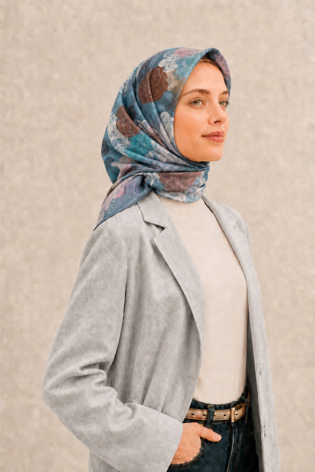 Zer Soft Pamuk Eşarp - Mavi 2