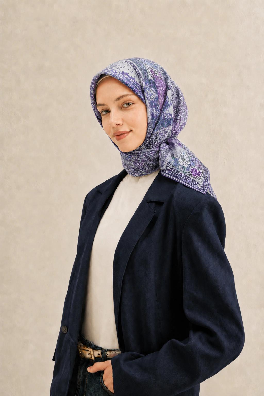 Monare Silkhome Eşarp - Etnik Patchwork - Mor