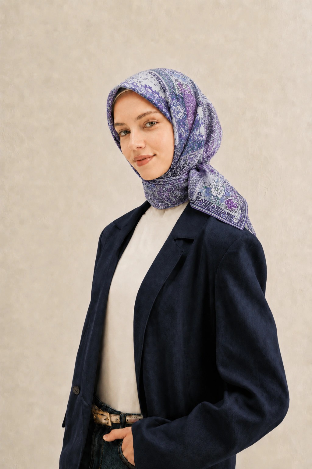 Monare Silkhome Eşarp - Etnik Patchwork - Mor 1