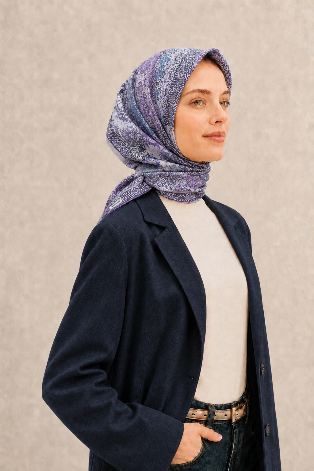 Monare Silkhome Eşarp - Etnik Patchwork - Mor 2