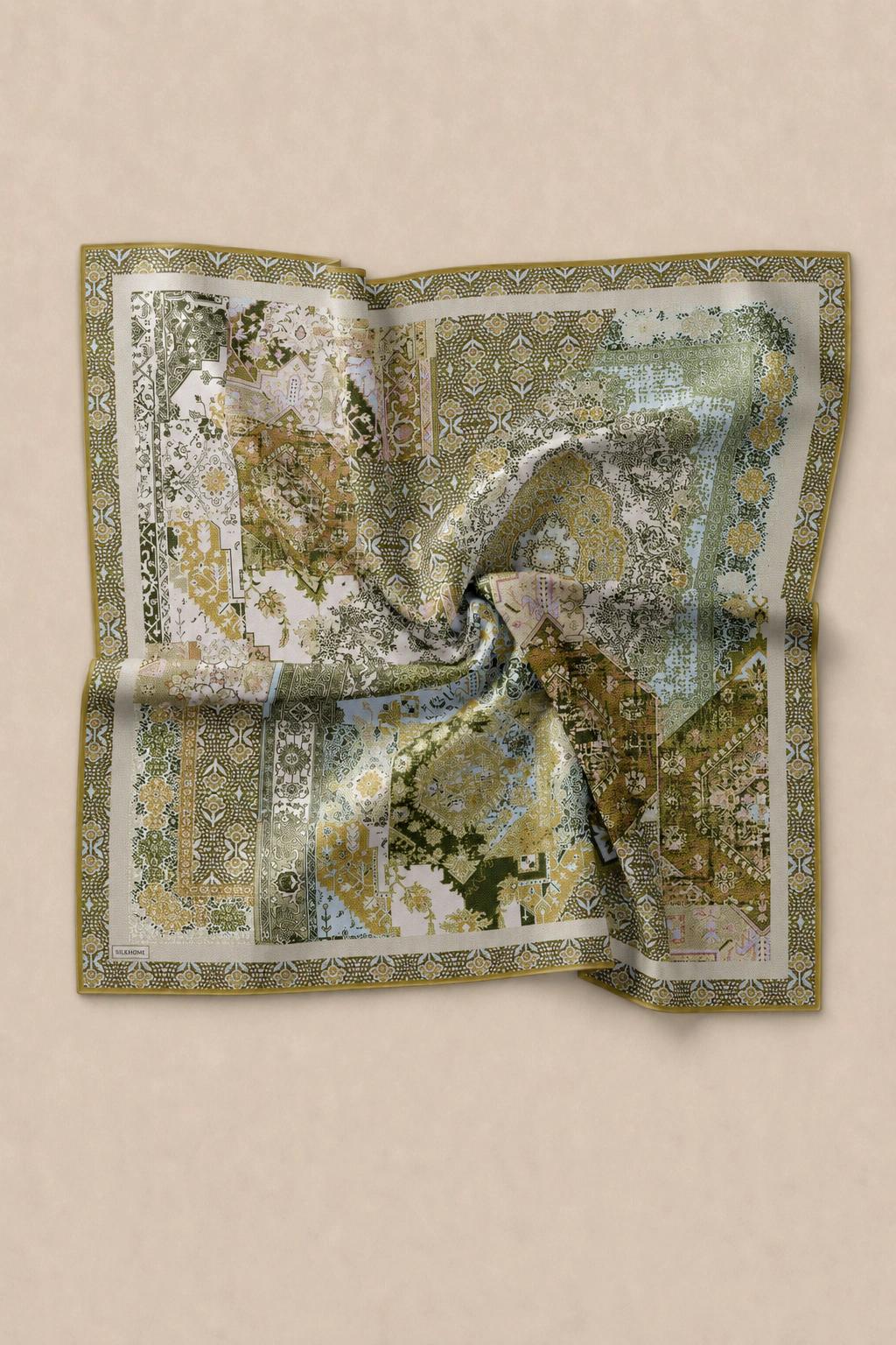 Monare Silkhome Eşarp - Etnik Patchwork - Haki 3