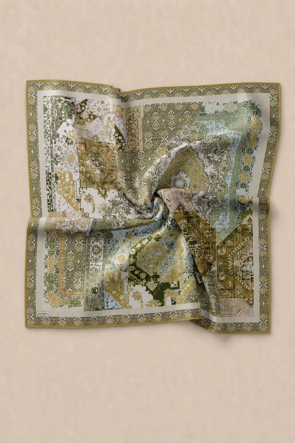 Monare Silkhome Eşarp - Etnik Patchwork - Haki 3