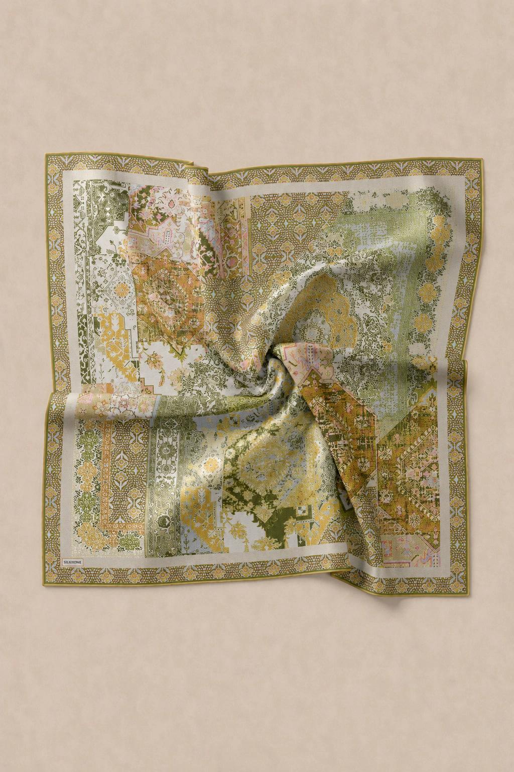 Monare Silkhome Eşarp - Etnik Patchwork - Açık Yeşil 3