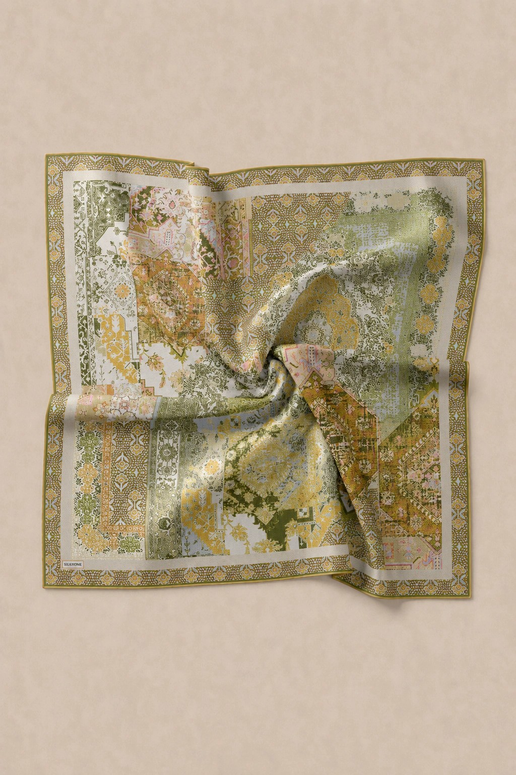 Monare Silkhome Eşarp - Etnik Patchwork - Açık Yeşil 3
