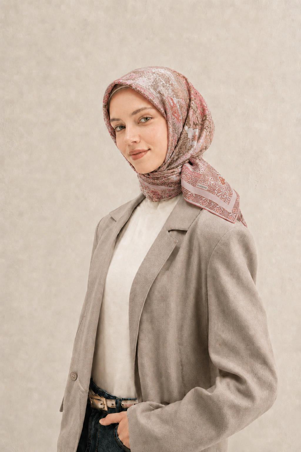 Monare Silkhome Eşarp - Etnik Patchwork - Somon