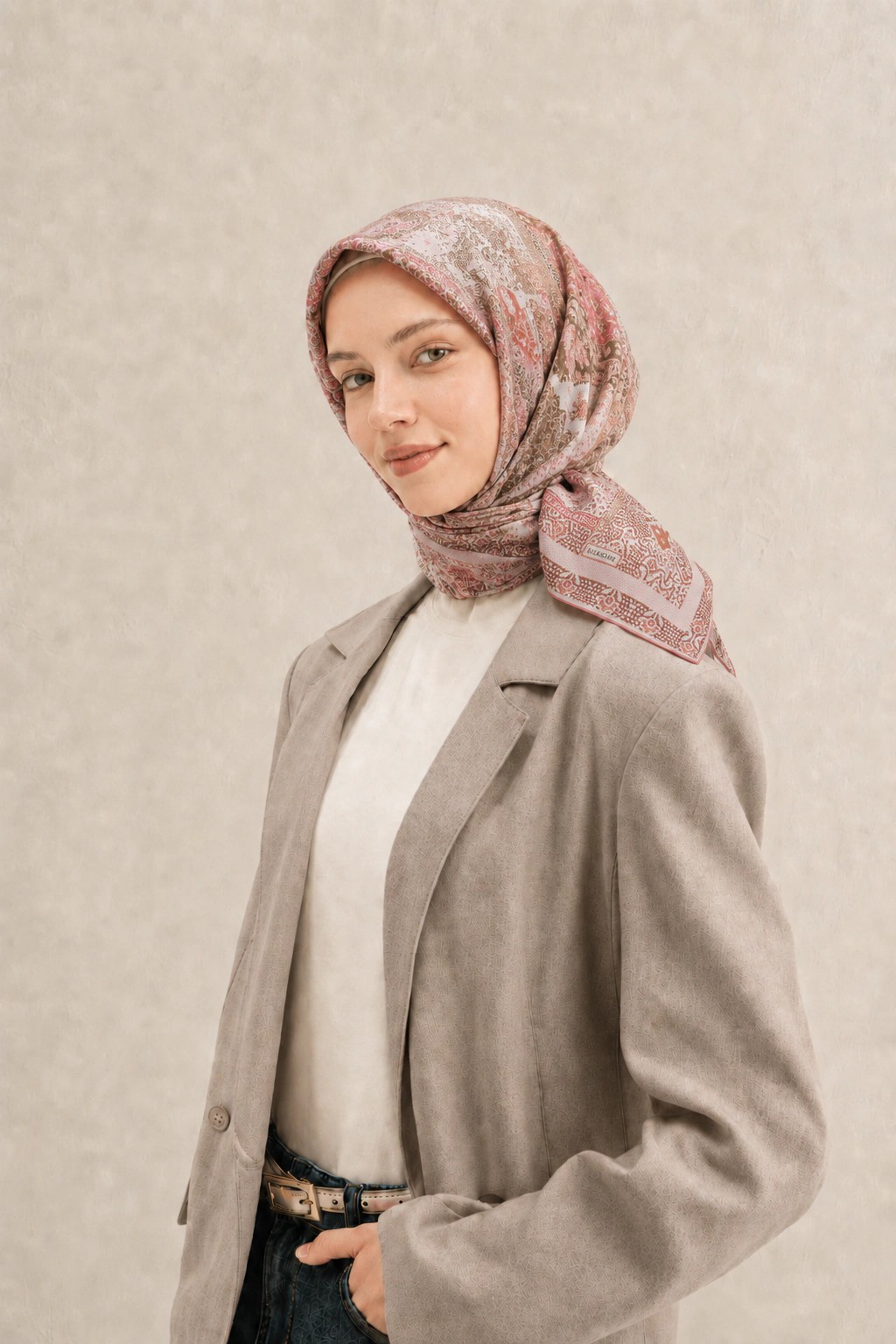 Monare Silkhome Eşarp - Etnik Patchwork - Somon 1