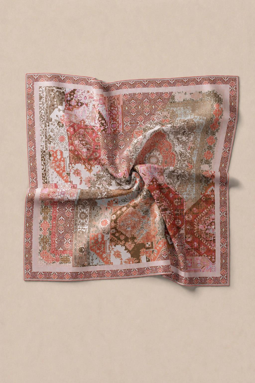 Monare Silkhome Eşarp - Etnik Patchwork - Somon 3