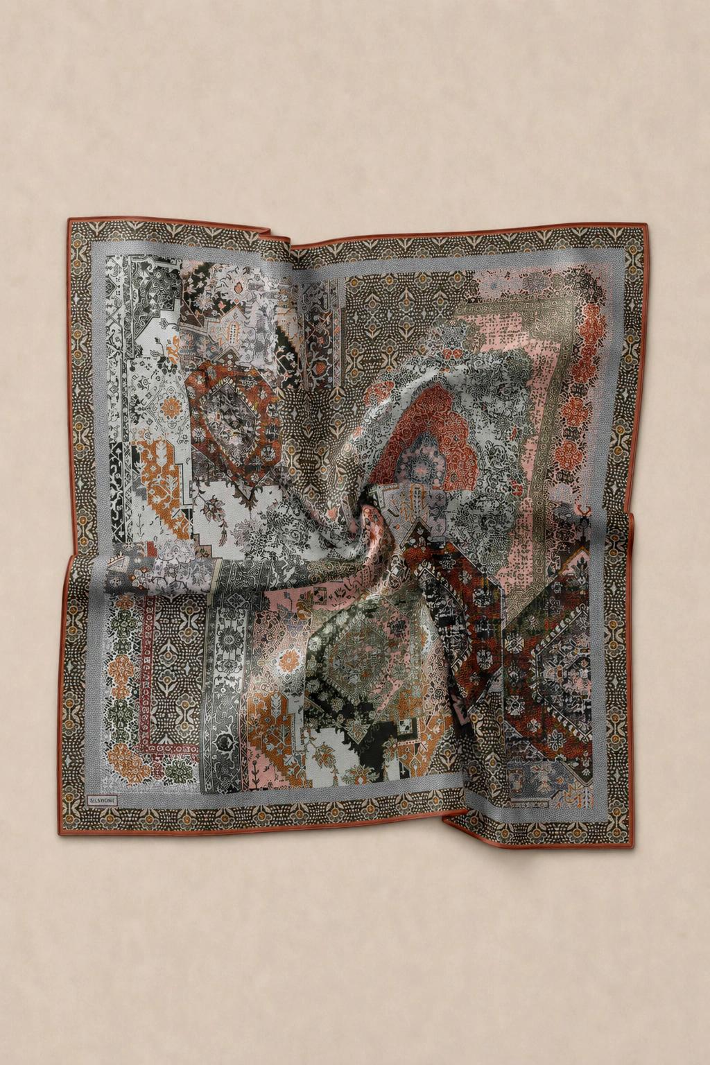 Monare Silkhome Eşarp - Etnik Patchwork - Kiremit Gri 3