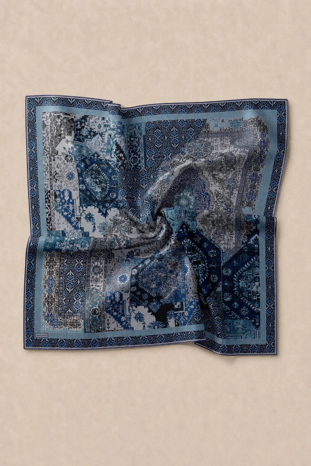 Monare Silkhome Eşarp - Etnik Patchwork - İndigo Mavi 3